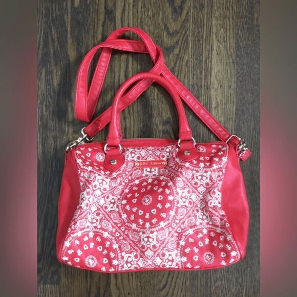 Betsey Johnson Red Paisley Bandana Crossbody Handbag - Picture 1 of 16